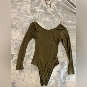 Boohoo dark green cutout back bodysuit (US 6)